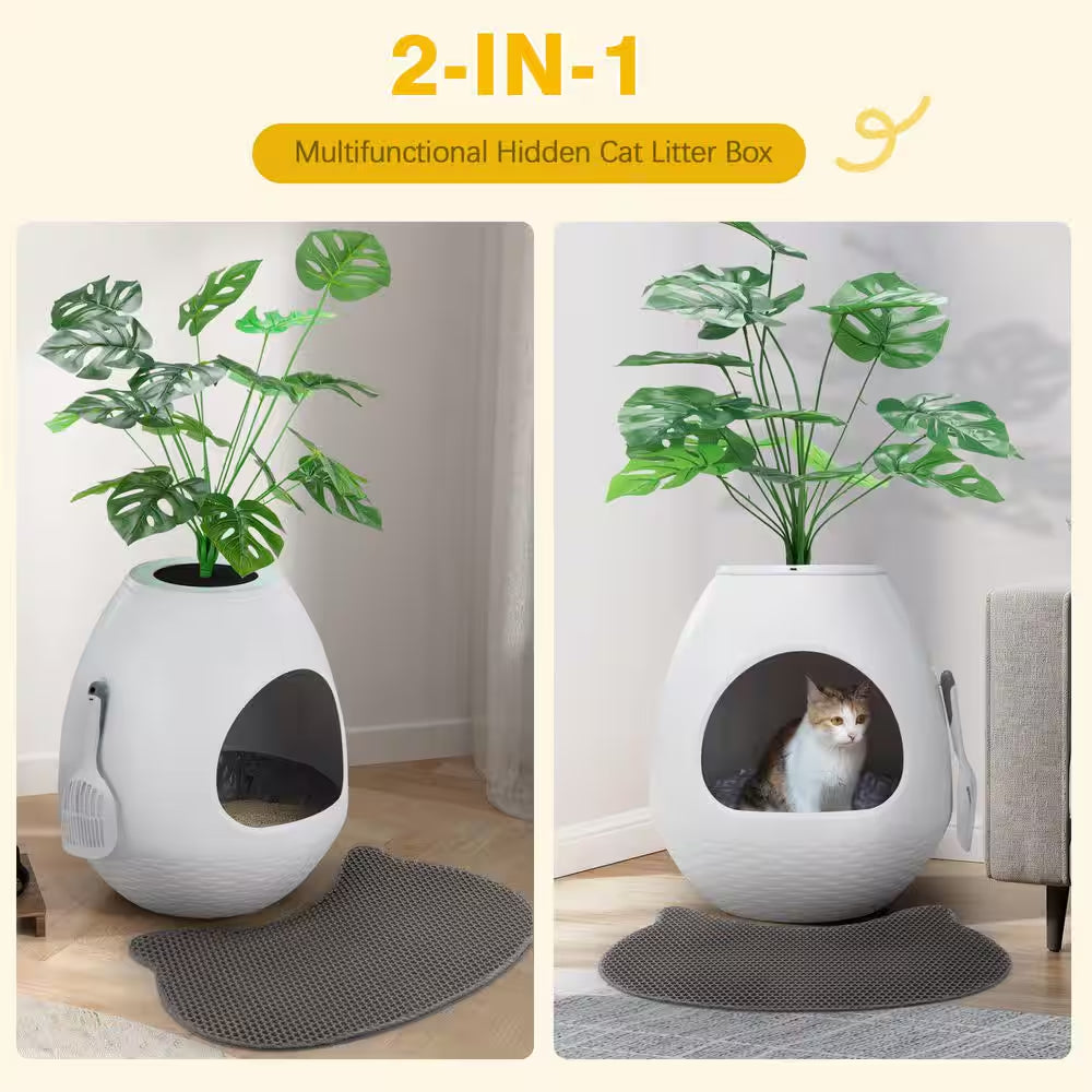 Cat Litter Box Plant Hidden with Smart Odor Removal System and Trap Mat