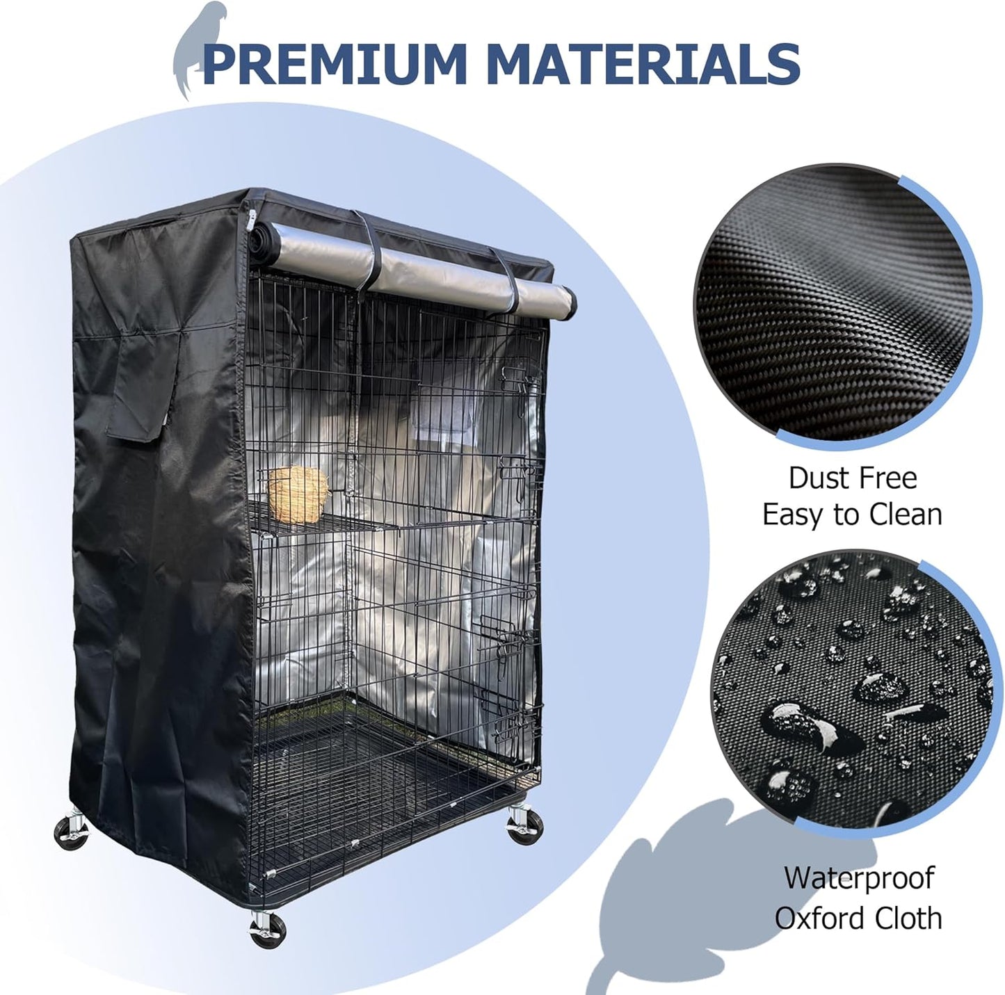 Birdcage Cover, Universal Bird Cage Cover Good Night Blackout, Parrot Cage Cover Breathable, Black, 37 "W X 25 "D X 48 "H, Cover Only