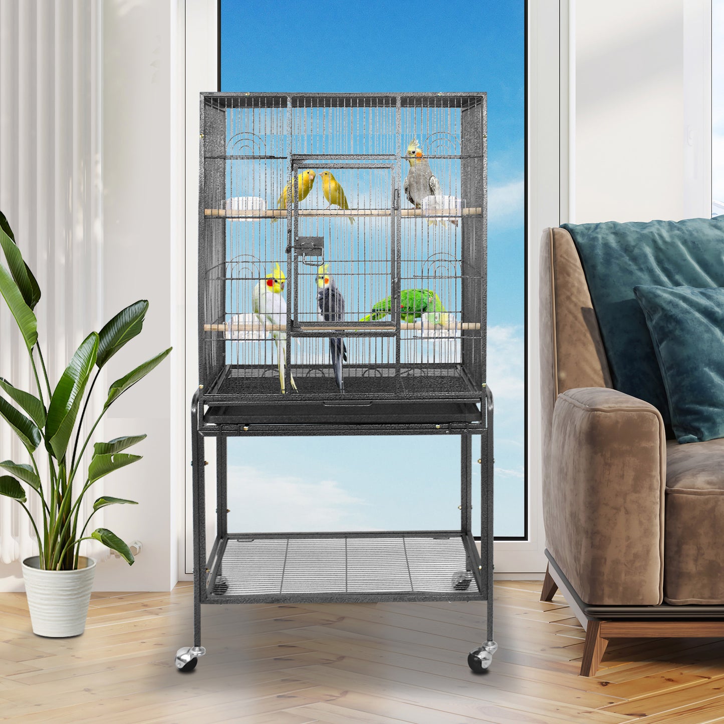 Bird Cage Large Play Top Bird Parrot Finch Cage Macaw Cockatoo Pet Supplies 53"