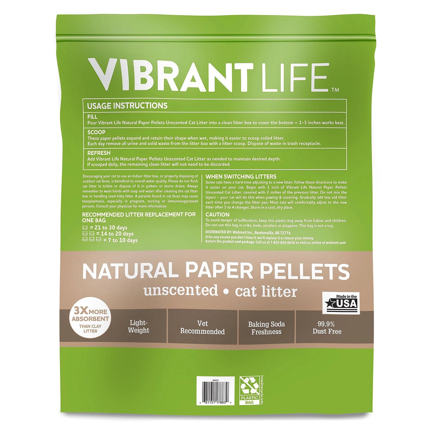 (2 Pack) Natural Paper Pellets Cat Litter, Unscented, 20 Lb
