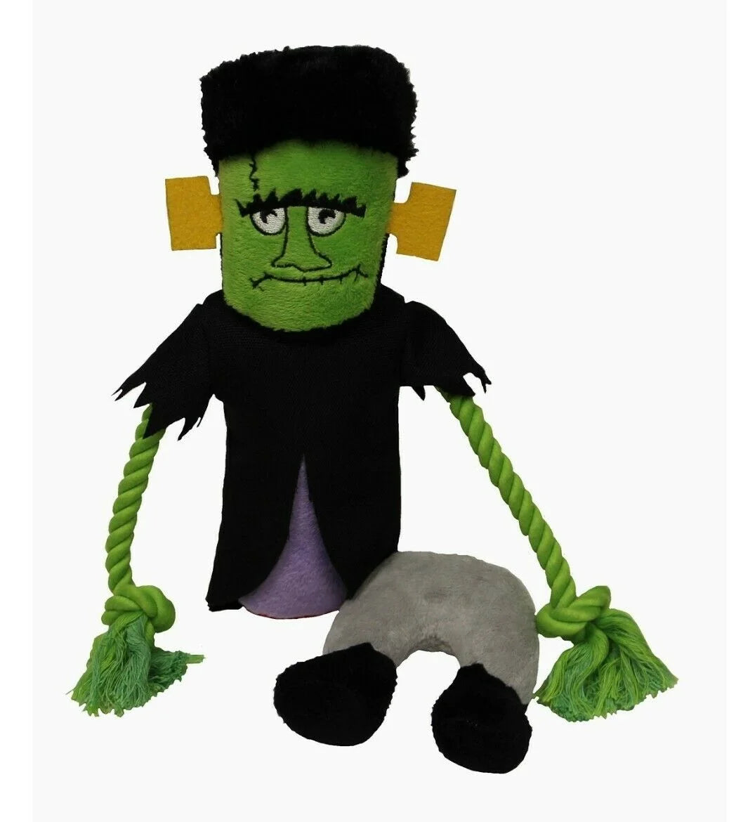Frankenstein Tug O War Pet Toy | 2 Pieces | Plush Squeaky and Crinkle Crunchy Noise | Halloween Dog Toy | Interactive Play Toy | 14 Inches