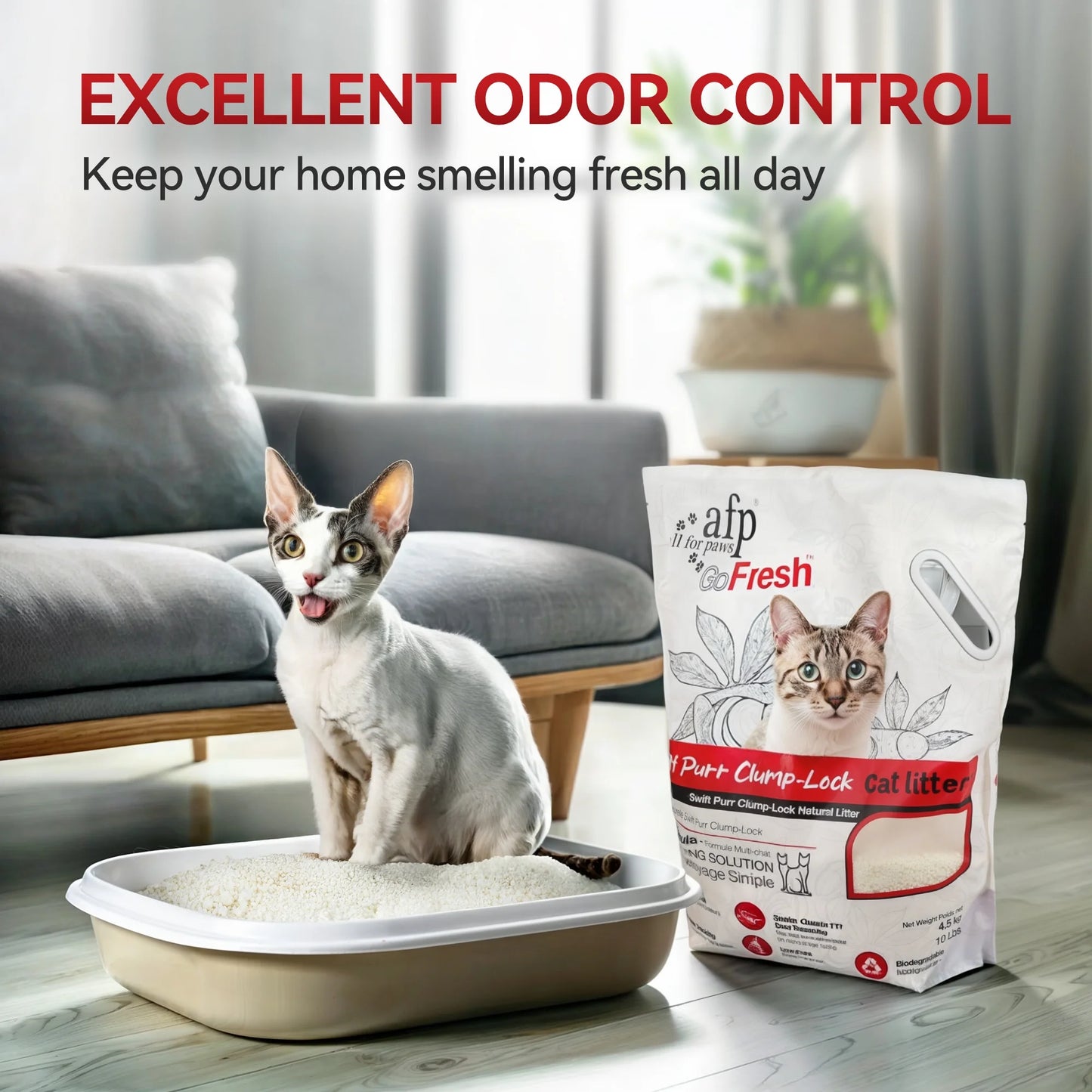 Natural Cassava Grain Cat Litter, 10Lb – Superior Clumping | Eco-Friendly | Low Dust | 24/7 Odor Control Cassava Kitty Litter, Unscented
