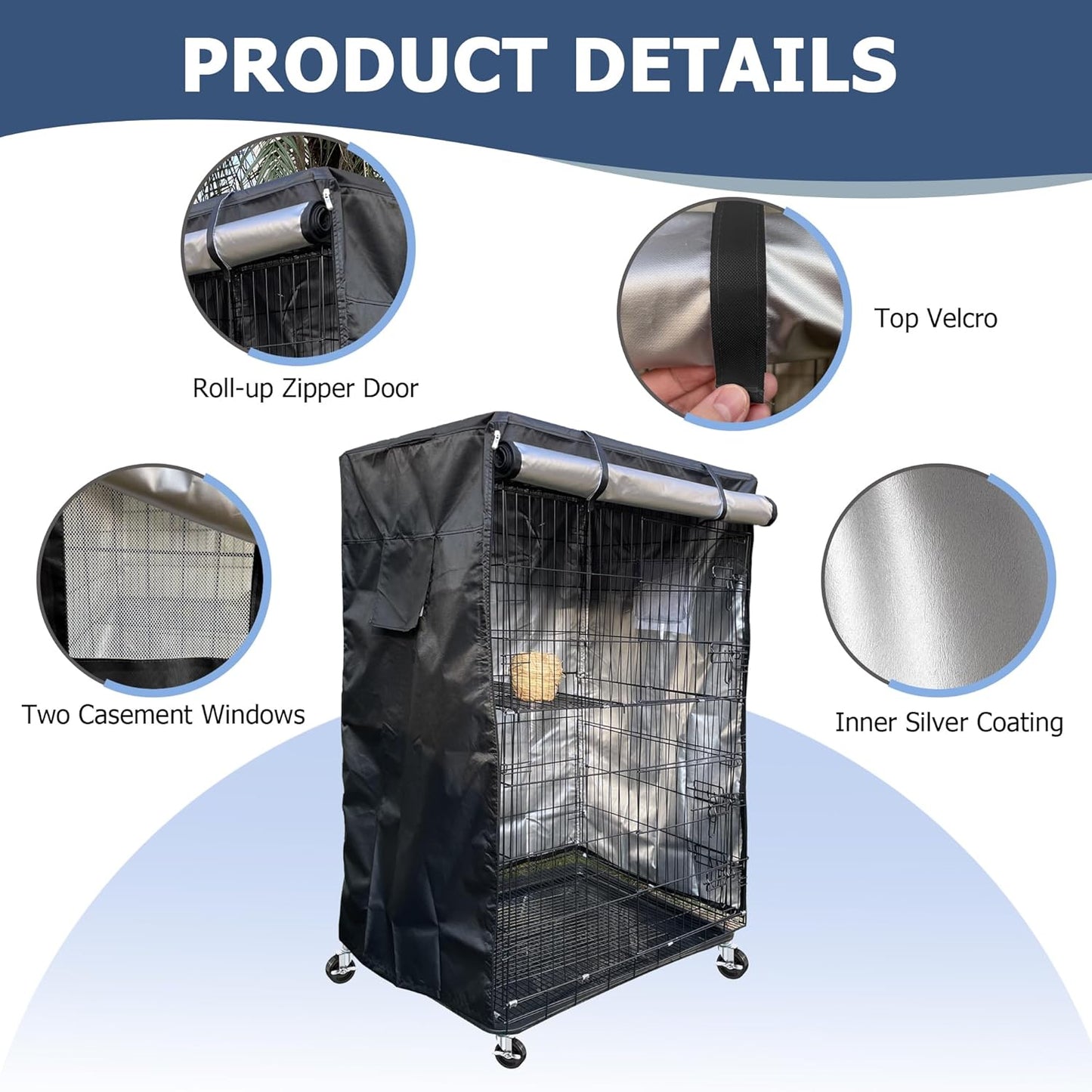 Birdcage Cover, Universal Bird Cage Cover Good Night Blackout, Parrot Cage Cover Breathable, Black, 37 "W X 25 "D X 48 "H, Cover Only