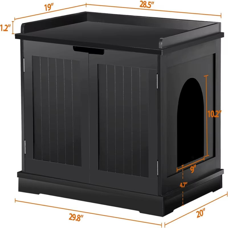Cat Litter Box Enclosure Litter Box Furniture Hidden Wooden Litter Cabinet W/Removable Dividers, Cabinet for Cat Washroom Storag