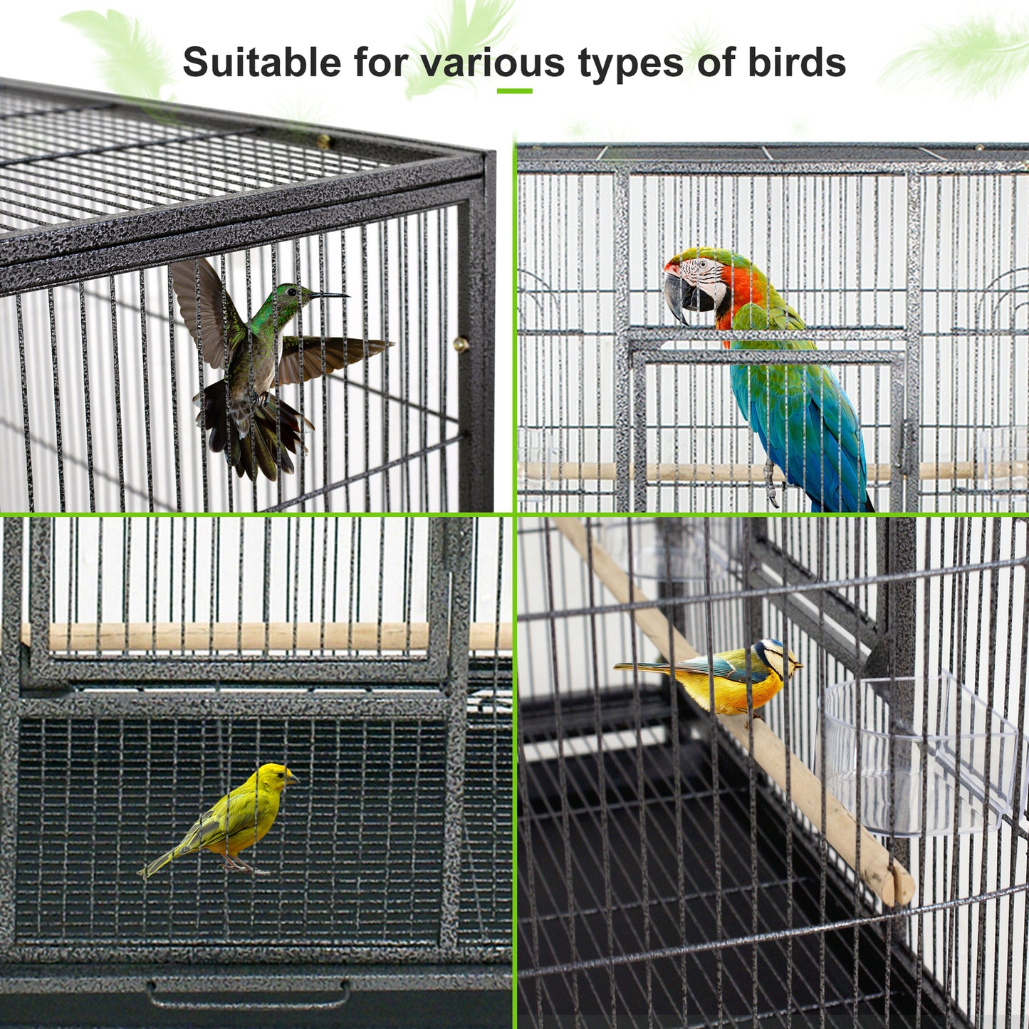 Bird Cage Large Play Top Bird Parrot Finch Cage Macaw Cockatoo Pet Supplies 53"
