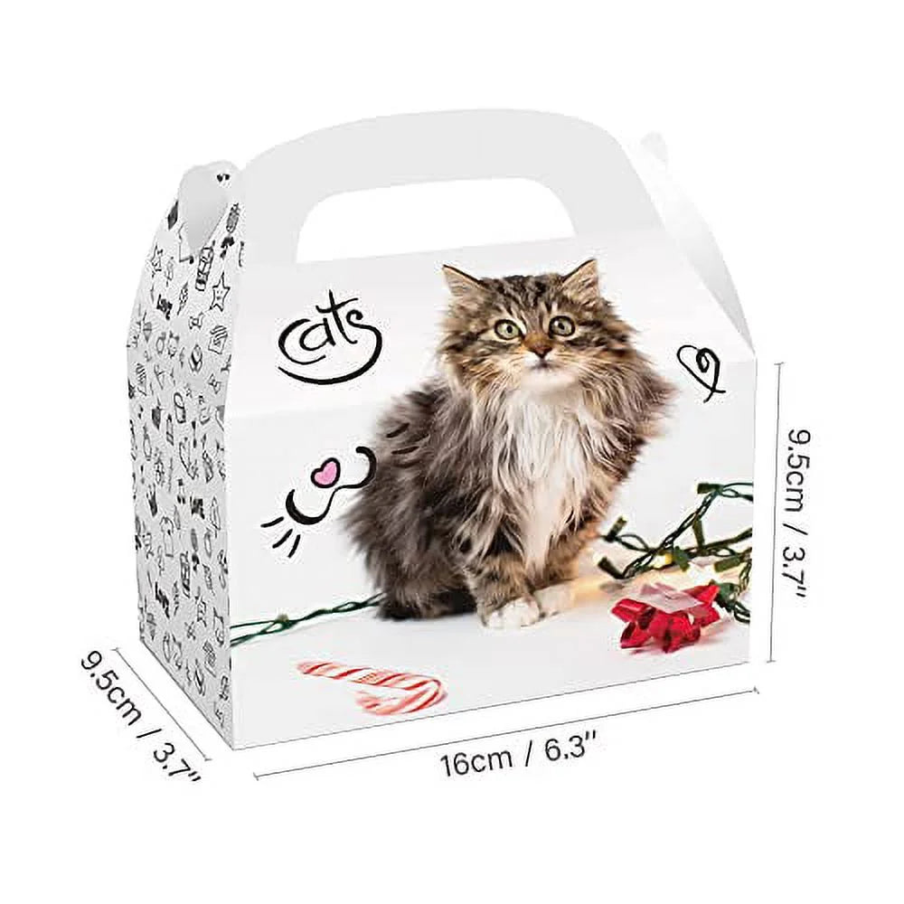 12PCS Cat Gift Bags Kitten Paper Goodie Candy Treat Bags for Kids Birthday Pet Adoption Cat Theme Party Decoration Supplies Favors Kitten Themed Goodie Bags