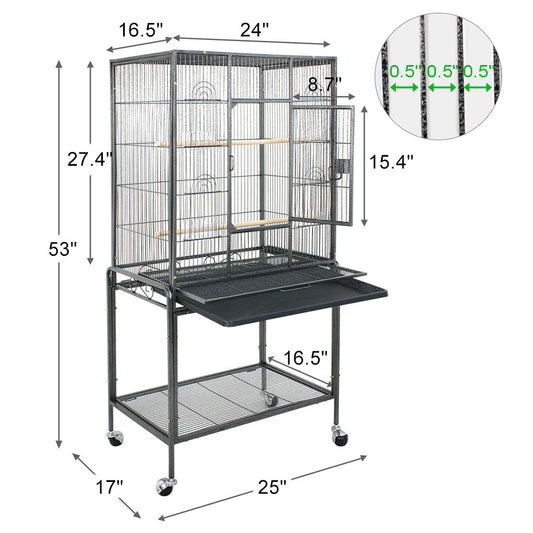 Bird Cage Large Play Top Bird Parrot Finch Cage Macaw Cockatoo Pet Supplies 53"