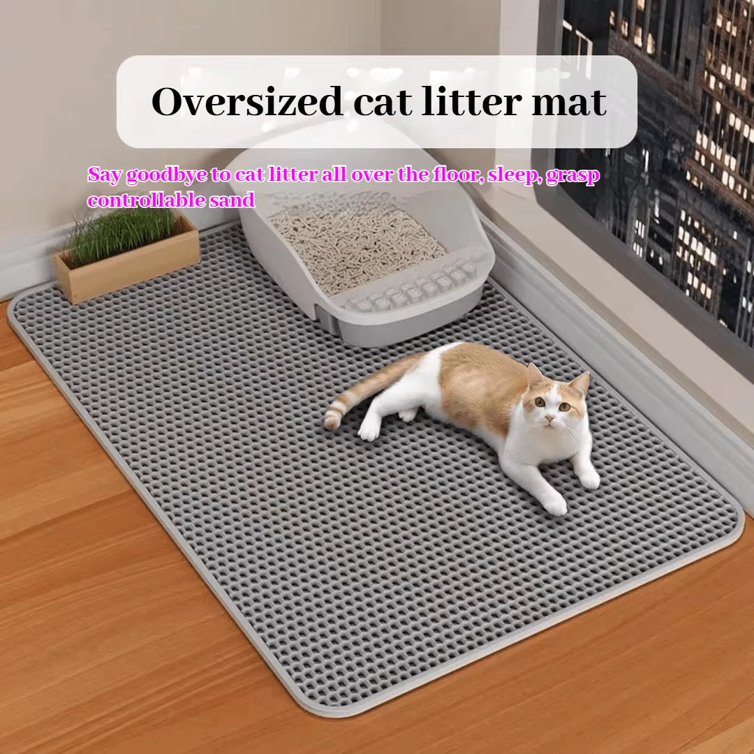Double-Layer Filtration Cat Litter Mat Nonslip Waterproof Cat Mat Pet Clean Litter Mat Cat Toilet Mat Pet Clean Litter Box Mat