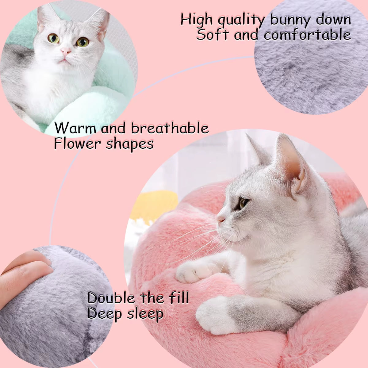 Luxury Cat Sofa Winter Warm Cat Flower Nest Dog House Bed for Cats Flower Bed Breathable Soft Small Dog Bed with Flower Shape