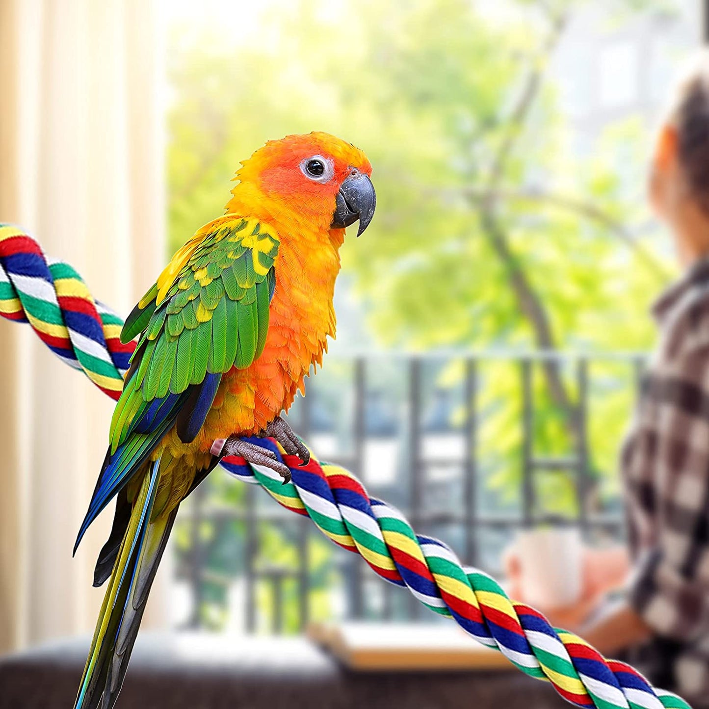 2 Pcs Bird Rope Perches Climbing Rope Bird Cage Accessories for Parrots, Parakeets, Cockatiels, Conures