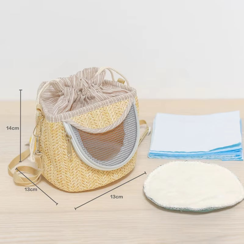 Parrot Cage Go Out with Straw Woven Peony Bird Small Pet Backpack Portable Breathable Outer Cage Bird Supplies Bird Cages