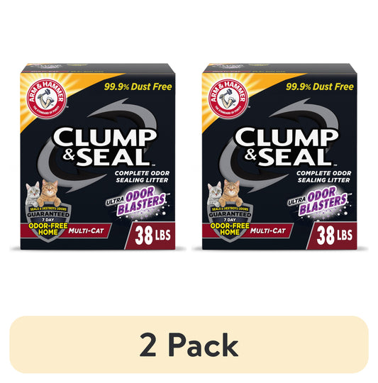 (2 Pack)  Clump & Seal Cat Litter Multi-Cat Complete Odor Sealing Clay Clumping Cat Litter, 38 Lb