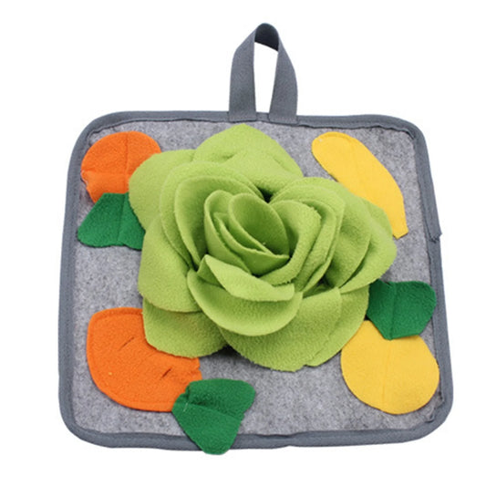 12 X 12 Rabbit Foraging Mat, Interactive Feed Game for Boredom, Flower Pattern Fleece Pet Snuffle Pad Bed Treat Dispenser for Rabbits Bunny Guinea Pigs Chinchillas Ferrets