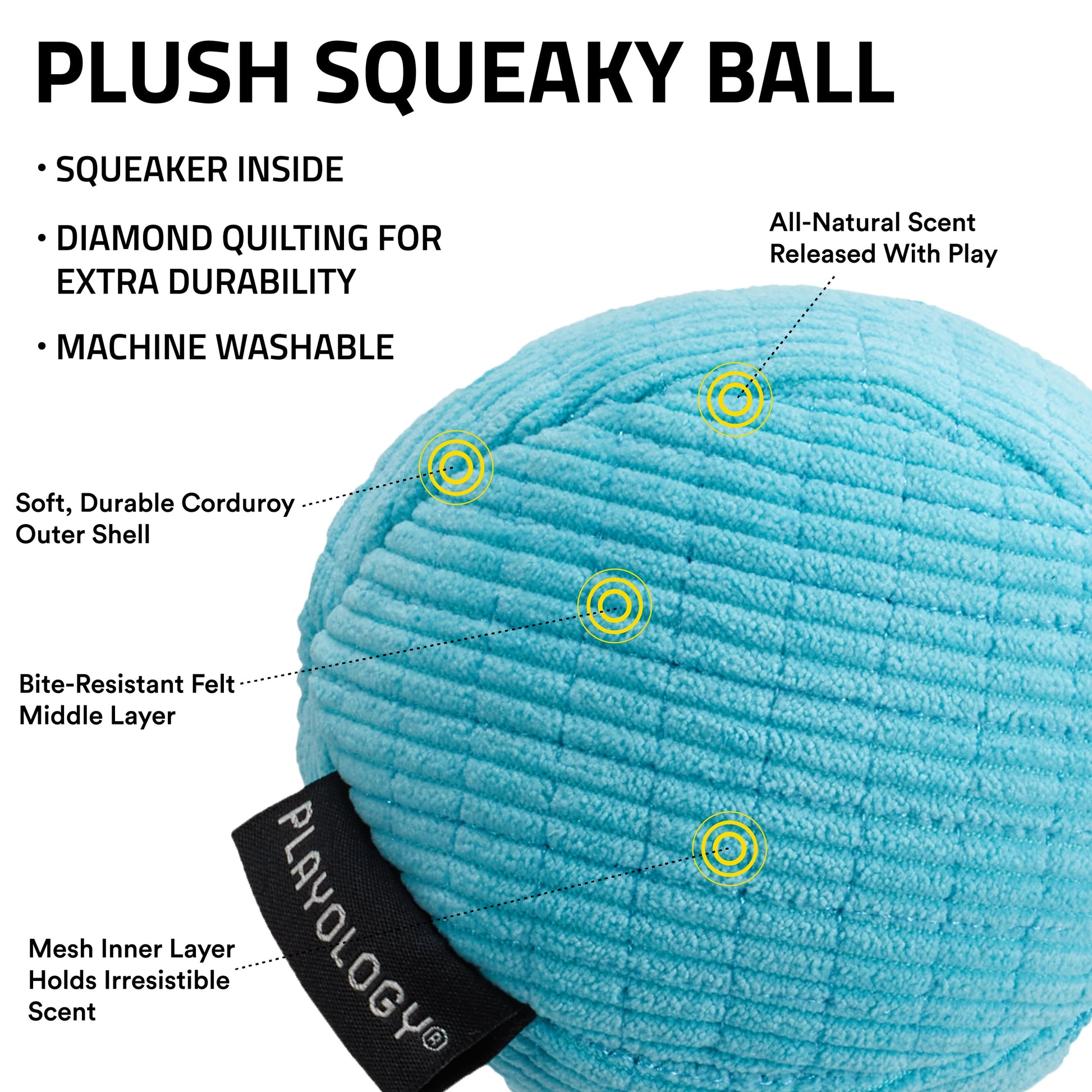 Dog Toys | Plush Squeaky Ball, Peanut Butter Scented Toy - Jumbo