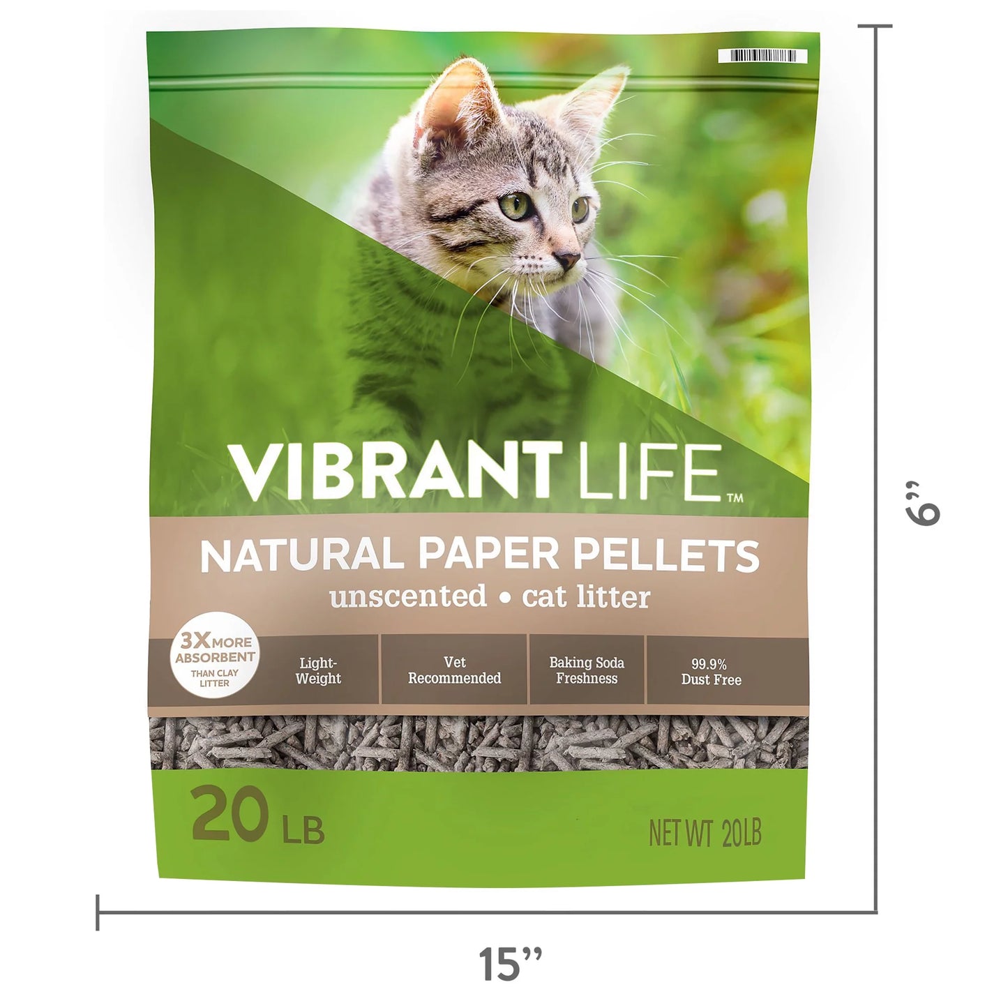 (2 Pack)  Natural Paper Pellets Cat Litter, Unscented, 20 Lb