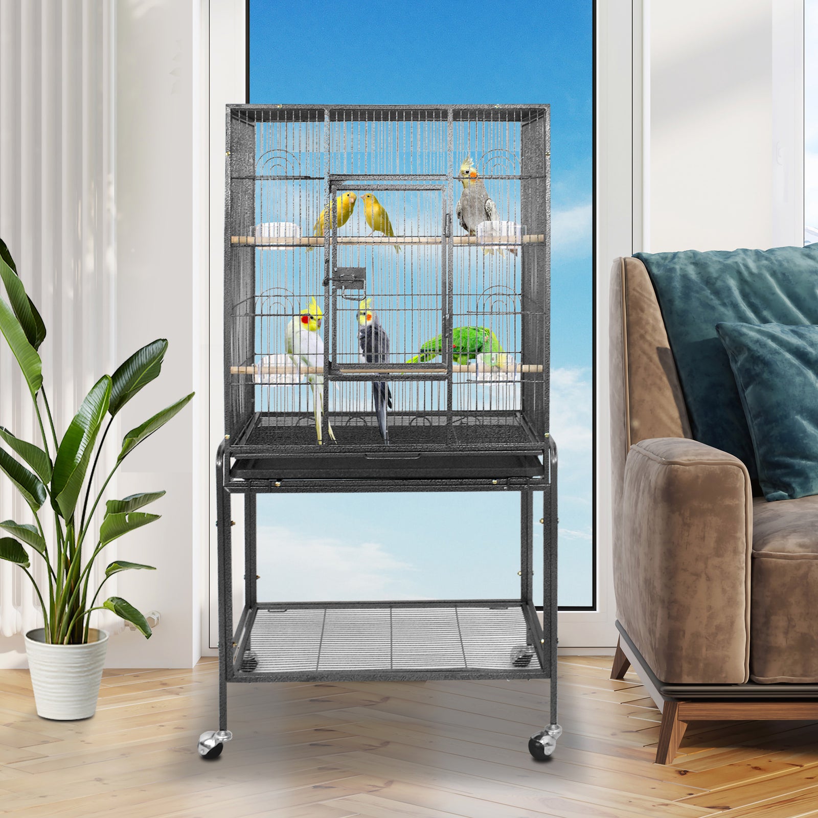 Bird Cage Large Play Top Bird Parrot Finch Cage Macaw Cockatoo Pet Supplies 53"