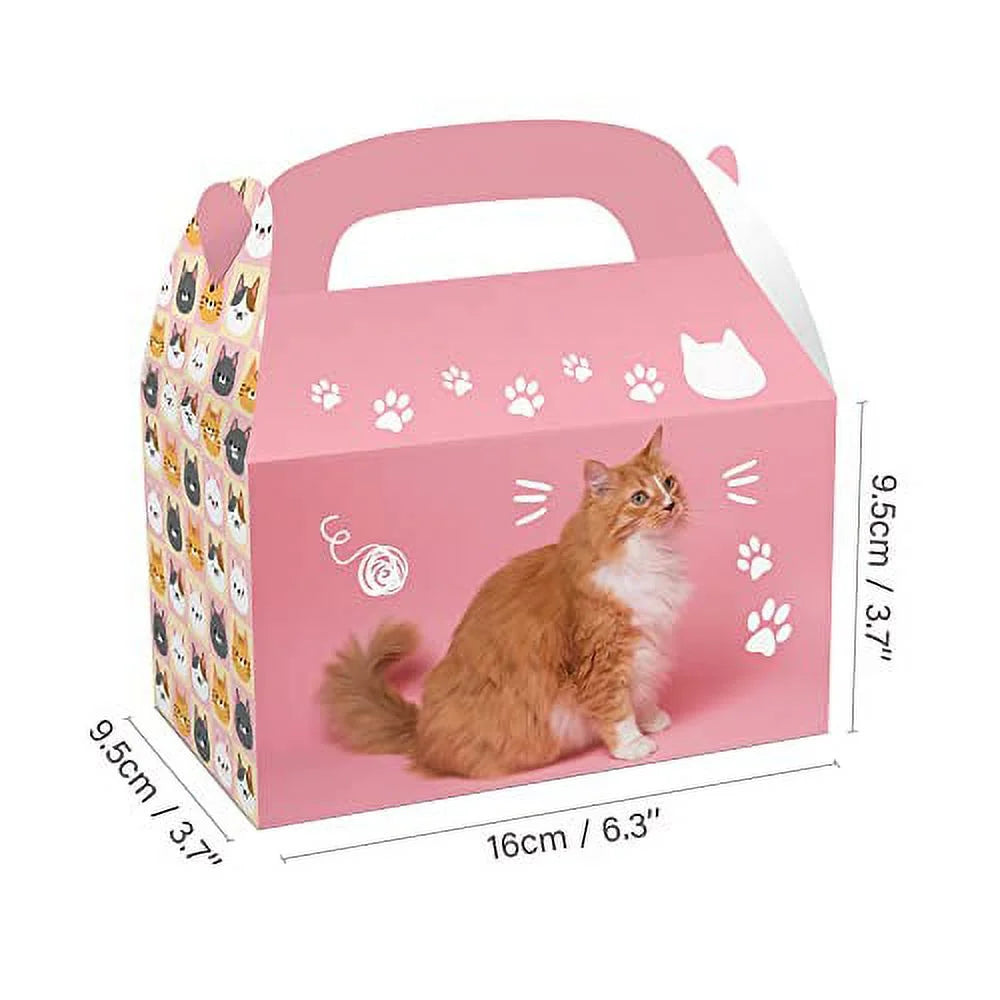 12PCS Cat Gift Bags Kitten Paper Goodie Candy Treat Bags for Kids Birthday Pet Adoption Cat Theme Party Decoration Supplies Favors Kitten Themed Goodie Bags