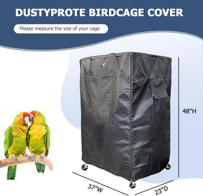 Birdcage Cover, Universal Bird Cage Cover Good Night Blackout, Parrot Cage Cover Breathable, Black, 37 "W X 25 "D X 48 "H, Cover Only