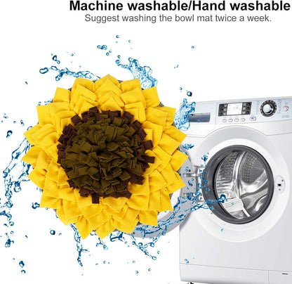 Snuffle Mat for Dog, Dog Puzzles for Smart Dogs, Interactive Dog Toys for Large Dogs, Anti-Choking Slow Food Training(Sunflower)