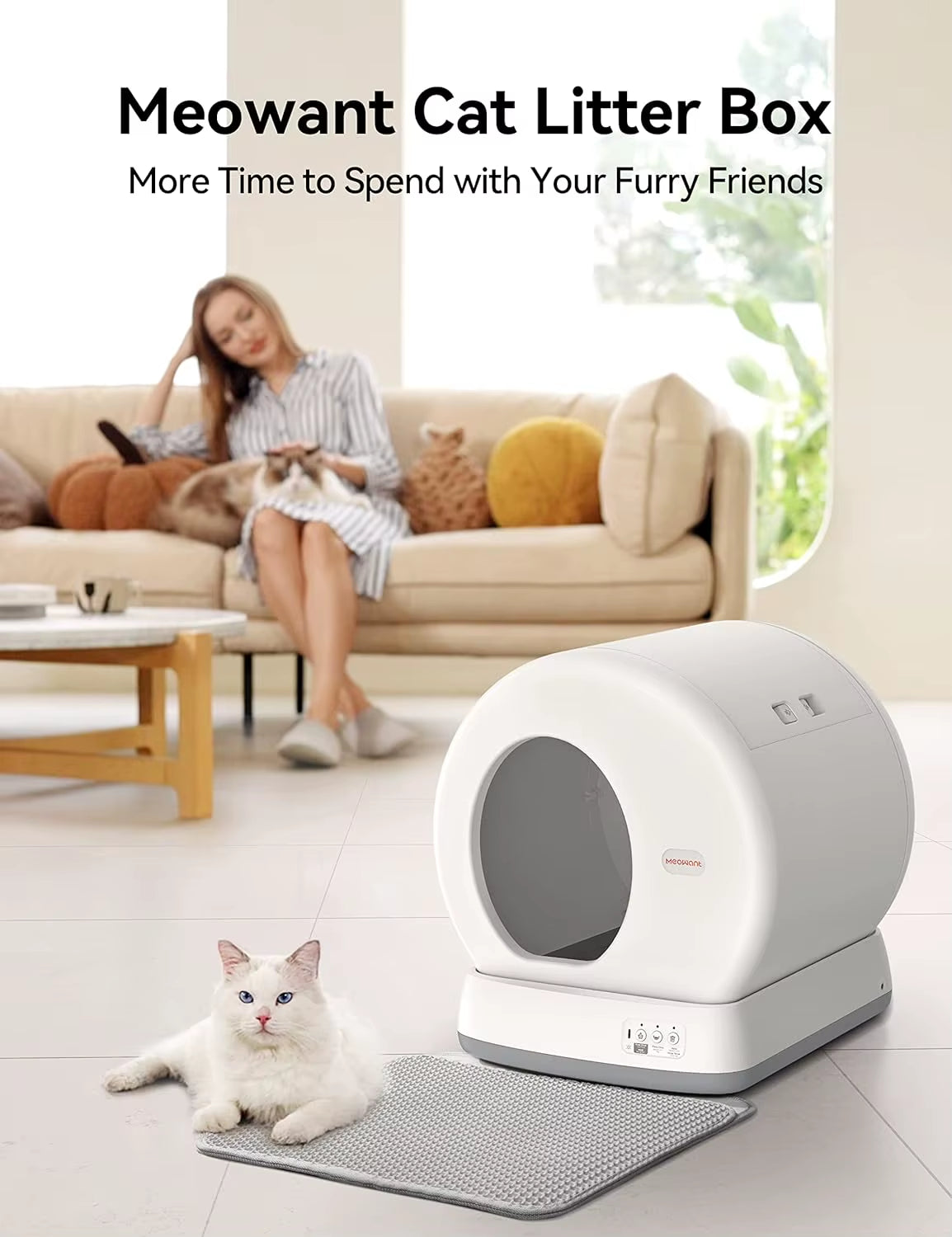 Christmas.Meowant Self-Cleaning Cat Litter Box, Integrated Safety Protection Automatic Cat Litter Box for Multi Cats,