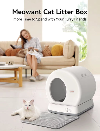 Christmas.Meowant Self-Cleaning Cat Litter Box, Integrated Safety Protection Automatic Cat Litter Box for Multi Cats,