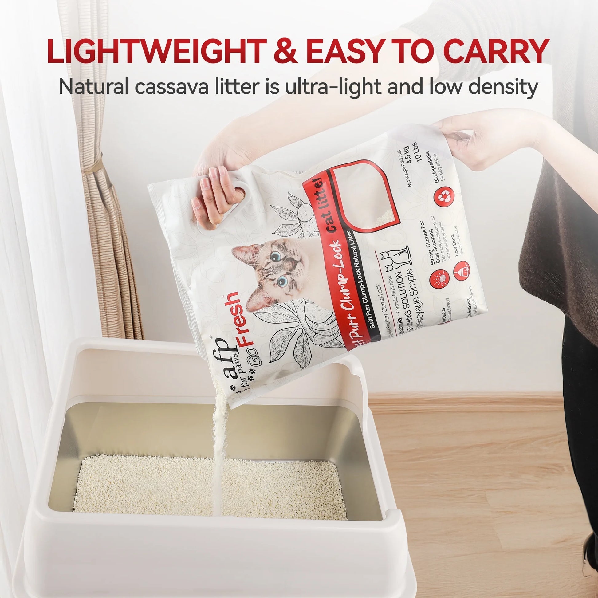 Natural Cassava Grain Cat Litter, 10Lb – Superior Clumping | Eco-Friendly | Low Dust | 24/7 Odor Control Cassava Kitty Litter, Unscented