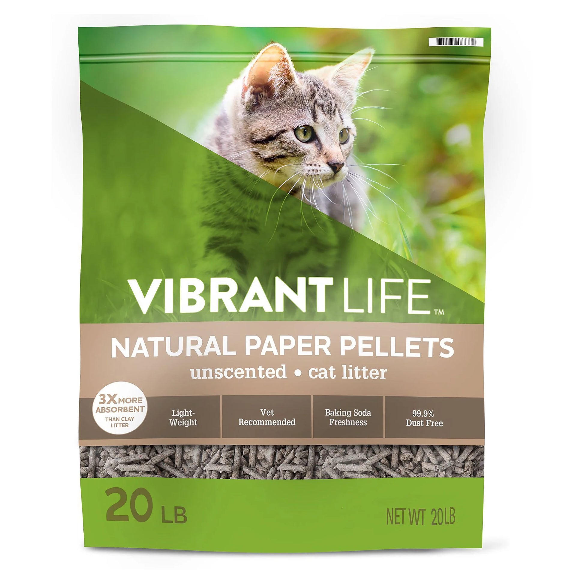 (2 Pack)  Natural Paper Pellets Cat Litter, Unscented, 20 Lb