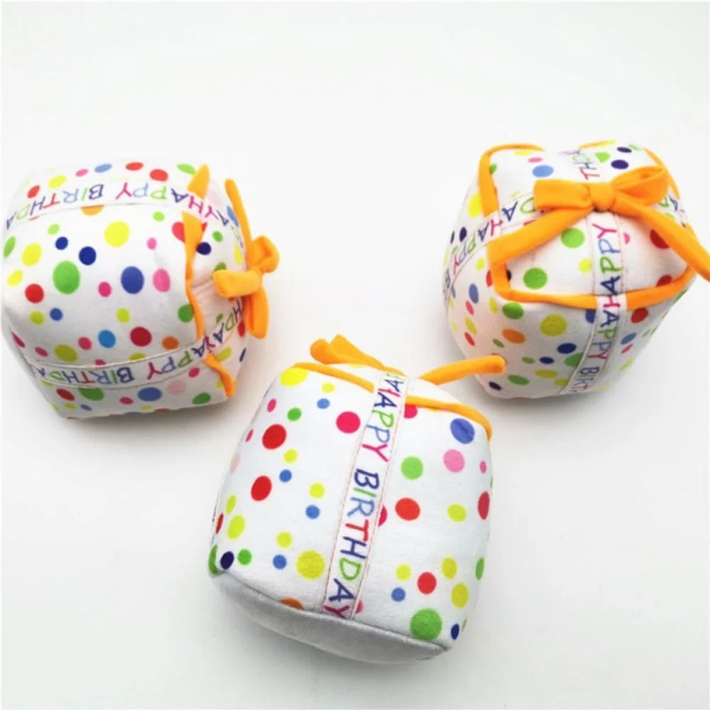 Jolly Birthday Cake Squeaky Dog Toy with Soft Stuffing