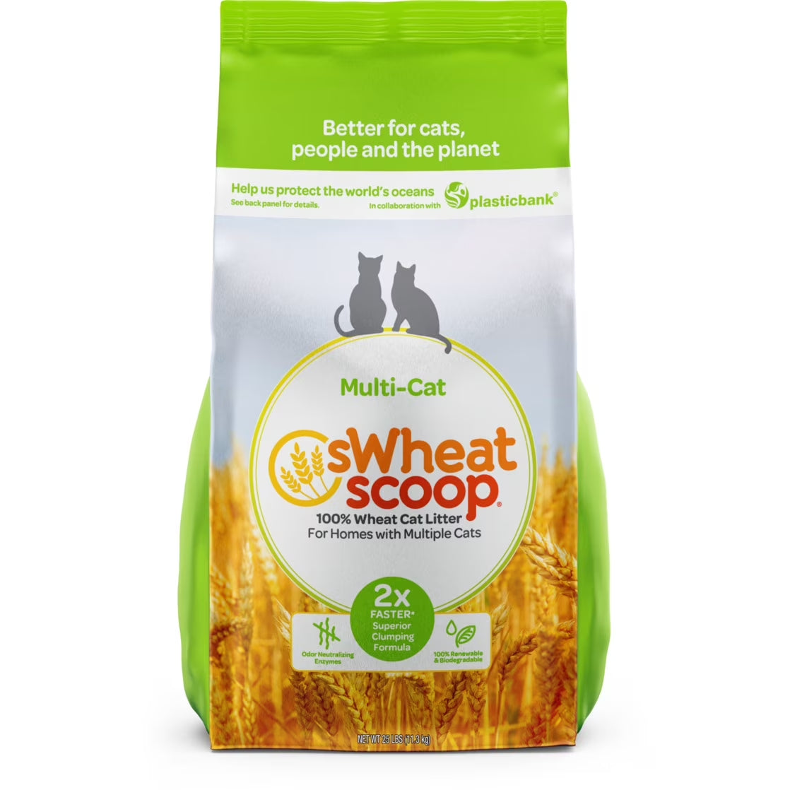 Multi-Cat Natural Clumping Wheat Cat Litter, 25Lb