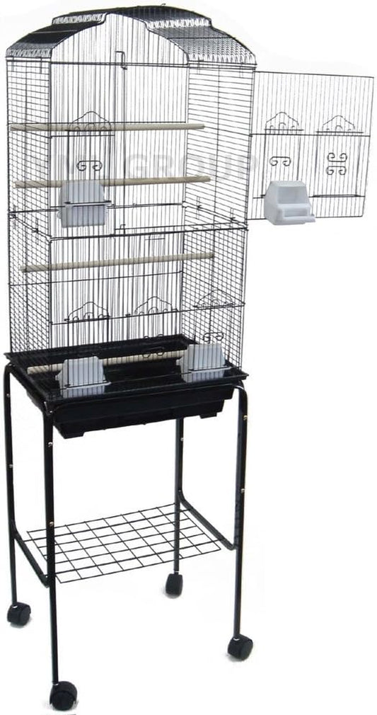 6804 Tall Bird Cage with Rolling Wheeled Stand for Lovebirds, Parakeets, Parrot, and Cockatiels