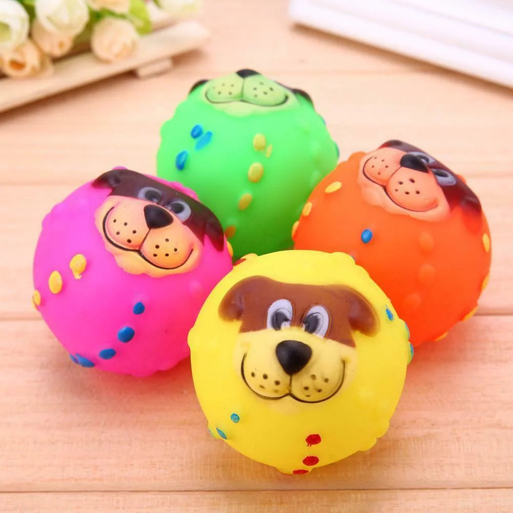 1PC Latex Dog Squeaky Toys Rubber Soft Dog Toys Chewing Squeaky Teething Toy Fetch Play Balls Toy for Puppy Small Medium Pets Dog Ball Bouncy Ball for Dogs Aggressive Chewers (Random Color)