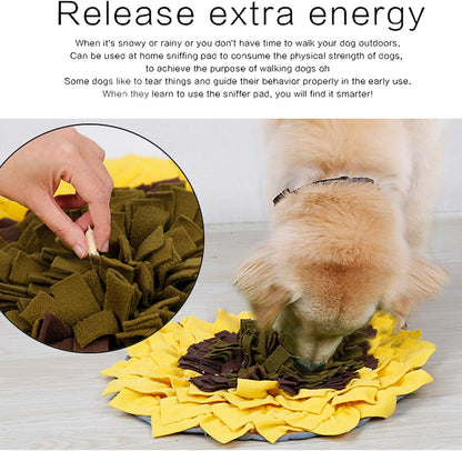 Snuffle Mat for Dog, Dog Puzzles for Smart Dogs, Interactive Dog Toys for Large Dogs, Anti-Choking Slow Food Training(Sunflower)