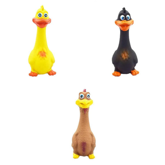 3Pcs Rubber Chicken Screaming Duck Squeaky Dog Toy Treat Cat Supply