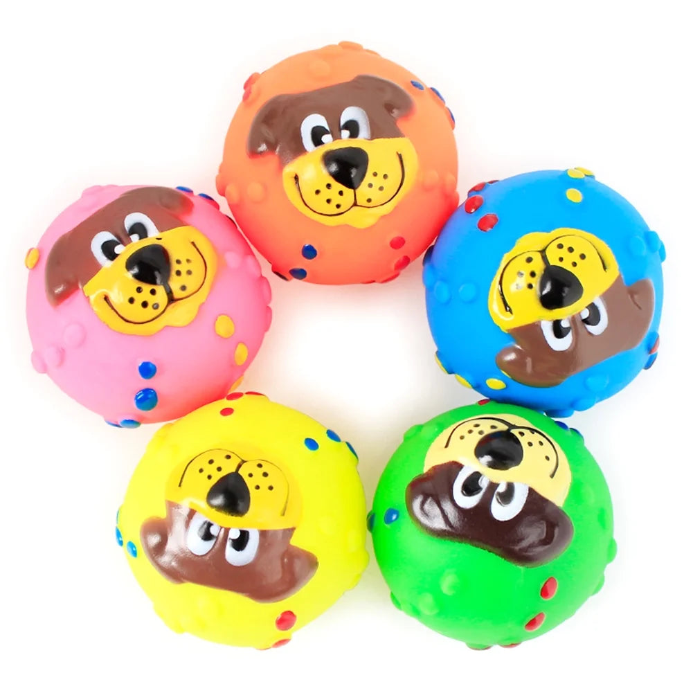 1PC Latex Dog Squeaky Toys Rubber Soft Dog Toys Chewing Squeaky Teething Toy Fetch Play Balls Toy for Puppy Small Medium Pets Dog Ball Bouncy Ball for Dogs Aggressive Chewers (Random Color)