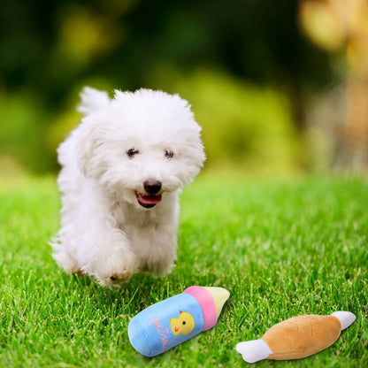 12PCS Dog Squeaky Toys Cute Cartoon Dog Teething Toy Pet Plush Toy for Puppies
