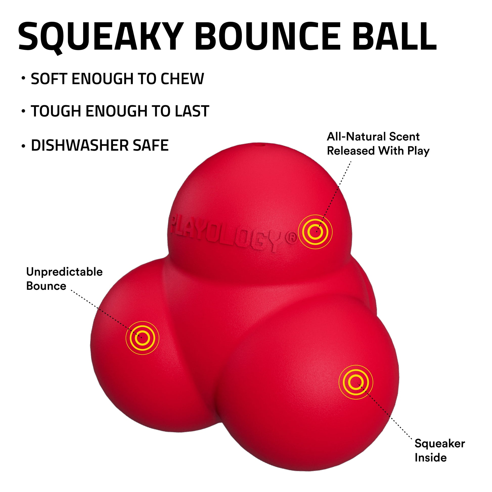 Dog Toys | Squeaky Bounce Ball, Beef Scented Chew Toy - Jumbo