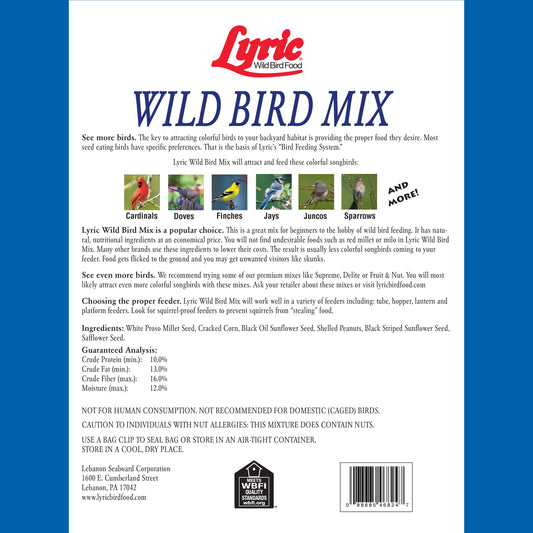 Lyric Wild Bird Mix Bird Seed, Bird Food for outside Feeders - 20 Lb. Bag