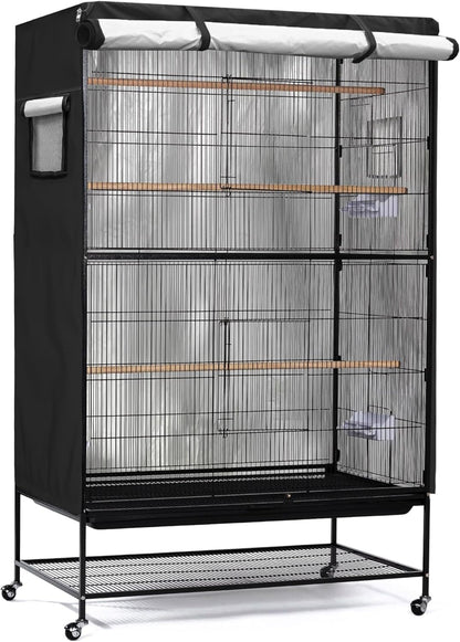 Birdcage Cover, Universal Bird Cage Cover Good Night Blackout, Parrot Cage Cover Breathable, Black, 37 "W X 25 "D X 48 "H, Cover Only