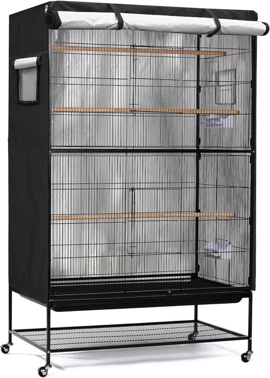Birdcage Cover, Universal Bird Cage Cover Good Night Blackout, Parrot Cage Cover Breathable, Black, 37 "W X 25 "D X 48 "H, Cover Only