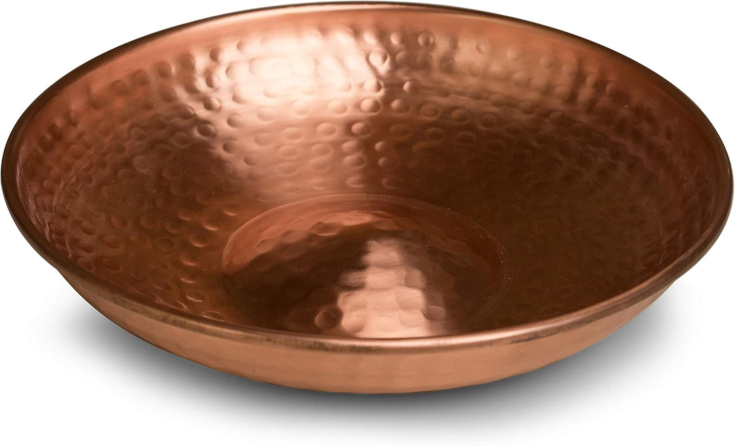 Pure Copper Hand Hammered Hanging Bird Bath and Feeder W/Iron Chain, 17-Inch Detachable Iron Chain Outdoor Birdbath and Birdfeeder for Garden Backyard Patio & Deck, Bird Water Feeder