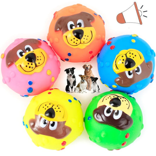 1PC Latex Dog Squeaky Toys Rubber Soft Dog Toys Chewing Squeaky Teething Toy Fetch Play Balls Toy for Puppy Small Medium Pets Dog Ball Bouncy Ball for Dogs Aggressive Chewers (Random Color)