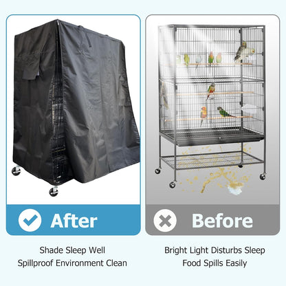 Birdcage Cover, Universal Bird Cage Cover Good Night Blackout, Parrot Cage Cover Breathable, Black, 37 "W X 25 "D X 48 "H, Cover Only
