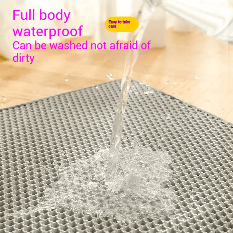 Double-Layer Filtration Cat Litter Mat Nonslip Waterproof Cat Mat Pet Clean Litter Mat Cat Toilet Mat Pet Clean Litter Box Mat