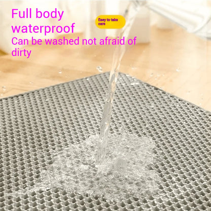 Double-Layer Filtration Cat Litter Mat Nonslip Waterproof Cat Mat Pet Clean Litter Mat Cat Toilet Mat Pet Clean Litter Box Mat