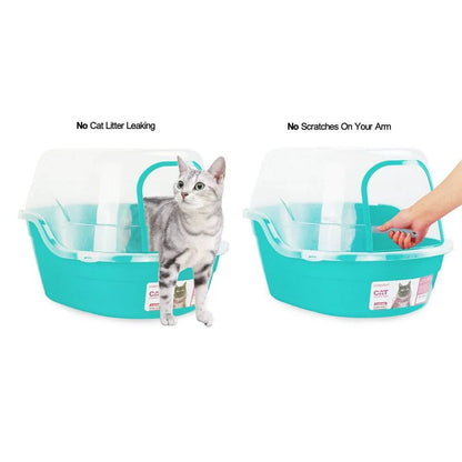 Extra Large Cat Litter Box, Color Teal, Jumbo Hooded, 24.8 X 20 X 16.5 In