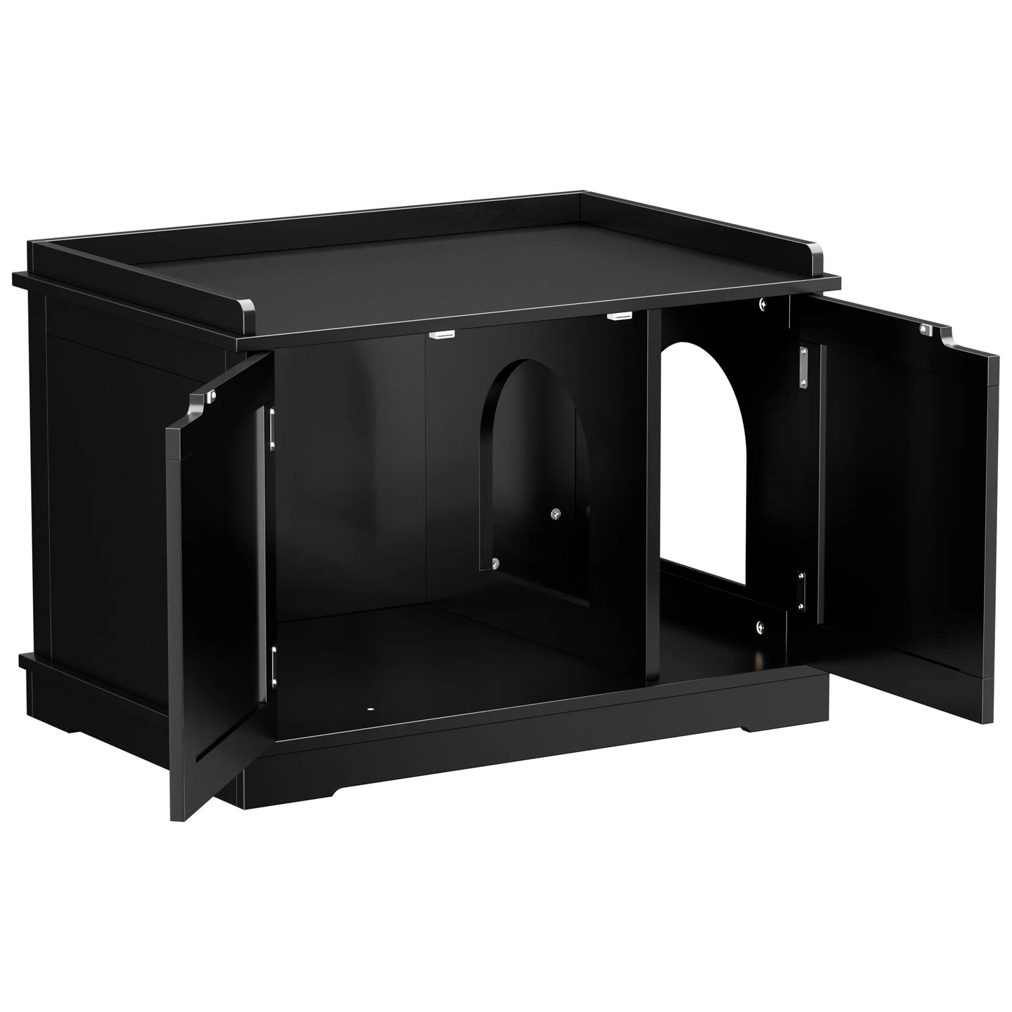 Multi-Functional Cat Washroom Bench Hidden Cat Litter Box Enclosure Furniture Black