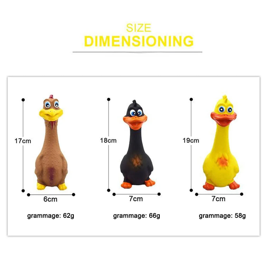 3Pcs Rubber Chicken Screaming Duck Squeaky Dog Toy Treat Cat Supply