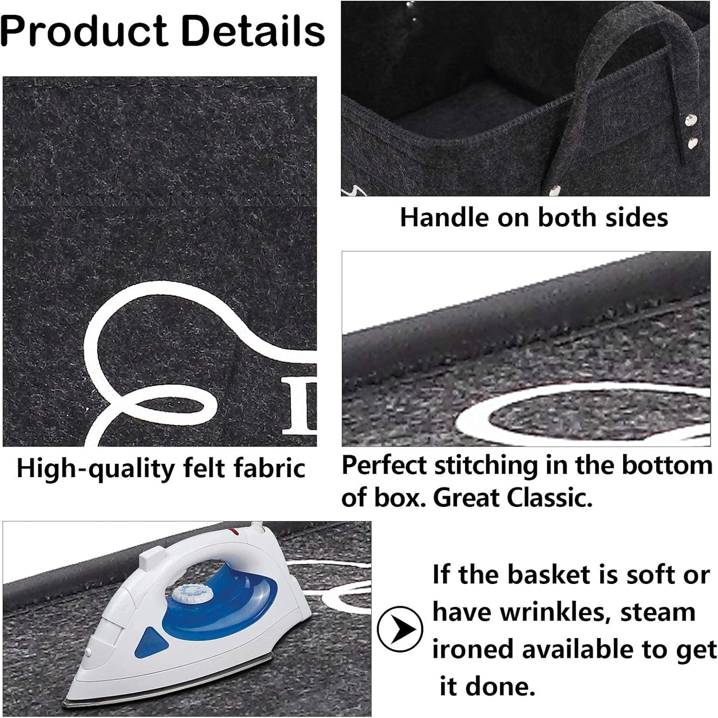 Dog Toy Basket Storage Dog Toy Bin in Felt Pet Toy Boxes Organizer - Perfect for Collecting Pet Toys, Blankets Leashes Dry Food Treats Bone - Dark Gray