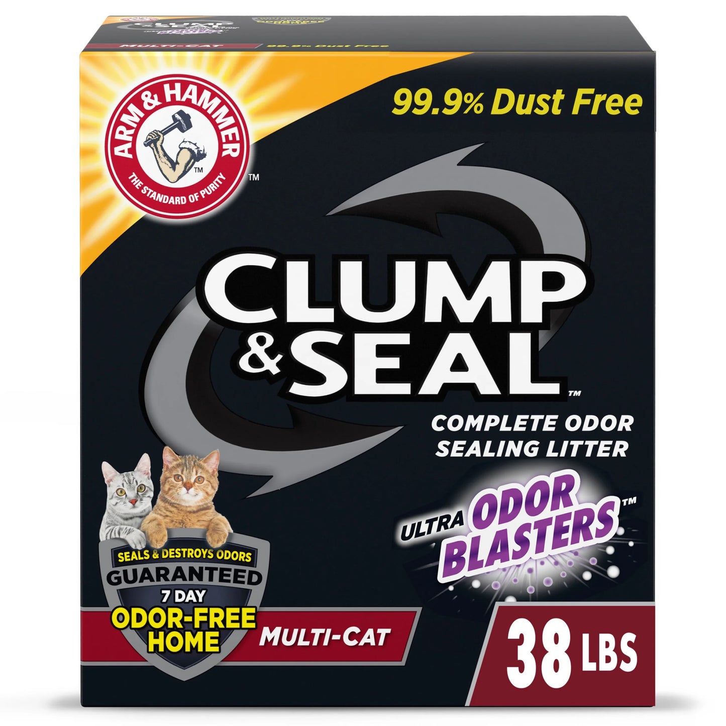 (2 Pack)  Clump & Seal Cat Litter Multi-Cat Complete Odor Sealing Clay Clumping Cat Litter, 38 Lb