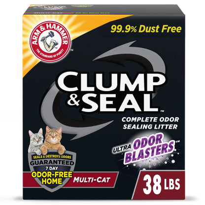 (2 Pack)  Clump & Seal Cat Litter Multi-Cat Complete Odor Sealing Clay Clumping Cat Litter, 38 Lb